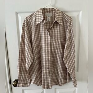 Evan Picone Womens Beige Button Down Shirt